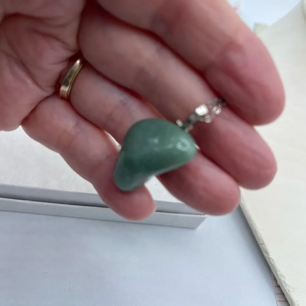 Aventurine and  stainless steel necklace.